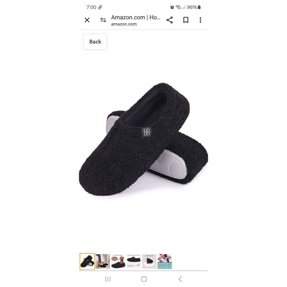 New Size 7-8 Home Top Black Memory Foam Loafer Slippers House Shoes Fleece Lined